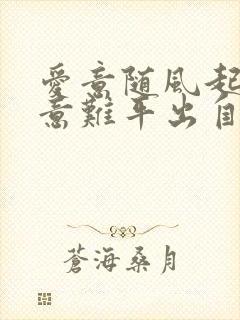 爱意随风起风止意难平出自哪里