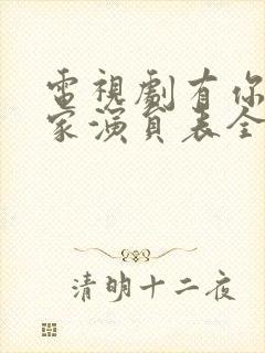 电视剧有你才有家演员表全部