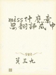 miss什么意思翻译成中文