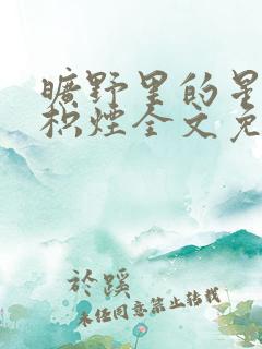 旷野里的星星徐枳烟全文免费阅读