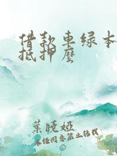 借款车绿本必须抵押么