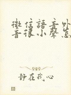 微信语音外放声音很小声怎么回事