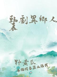 韩剧异乡人演员表