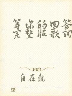 等你的回答原唱完整版歌词