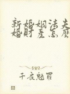 新婚姻法夫妻离婚财产怎么分配