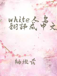 white人名翻译成中文