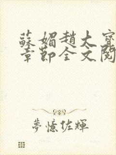 苏媚赵大宝最新章节全文阅读