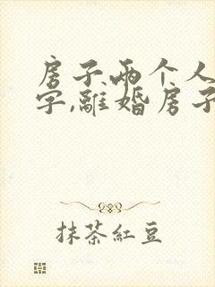 房子两个人的名字,离婚房子怎么分