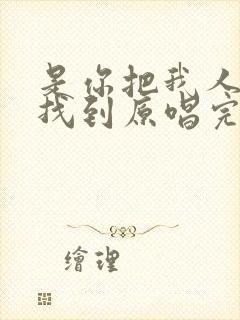 是你把我人海中找到原唱完整版赞美