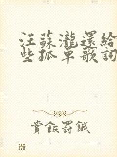 汪苏泷还给你一些孤单歌词