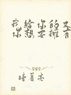 我给你的又不是你想要拥有的