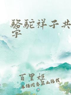 骆驼祥子共多少字
