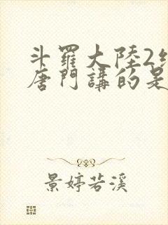 斗罗大陆2绝世唐门讲的是什么