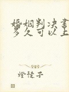 婚姻判决书下来多久可以上诉