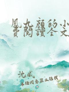 凤九颜的小说免费阅读全文无弹窗