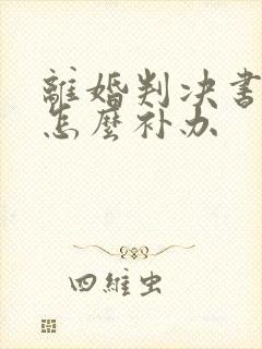 离婚判决书掉了怎么补办