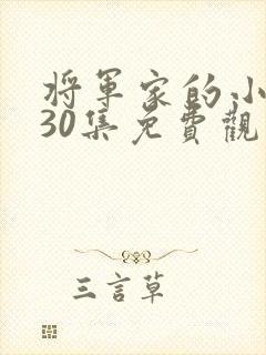 将军家的小娘子30集免费观看