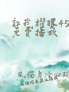 许我耀眼45集免费播放