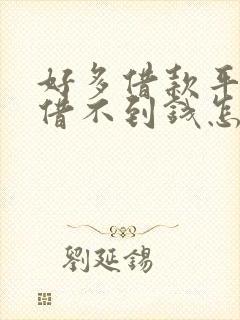 好多借款平台都借不到钱怎么办