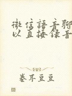 微信语音聊天可以直接录音吗