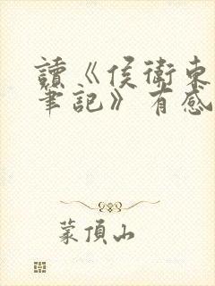 读《侯卫东官场笔记》有感800字