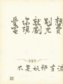 爱你就别想太多电视剧免费播放