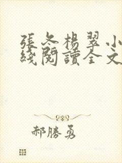 张冬杨翠小说在线阅读全文