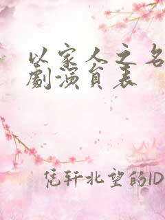 以家人之名电视剧演员表