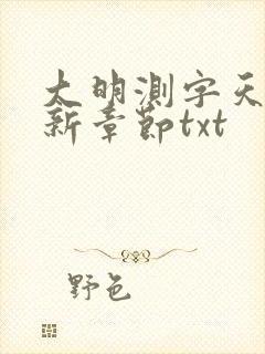 大明测字天师最新章节txt
