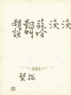 赵懿苏浅浅的小说叫啥