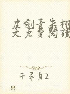 皮剑青朱栩诺全文免费阅读无弹窗