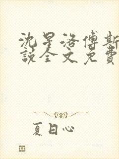 沈星洛傅斯辰小说全文免费阅读