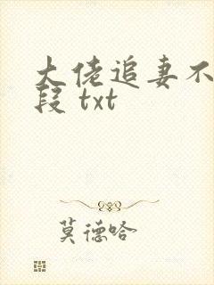 大佬追妻不择手段 txt