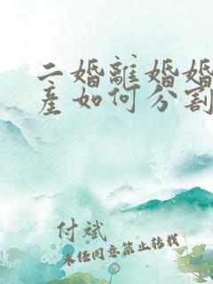 二婚离婚婚前财产如何分割新婚姻法