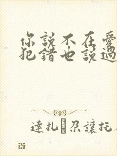 你说不在爱情里犯错也说过永远爱我是什么歌