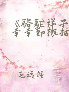 《骆驼祥子》每章章节概括