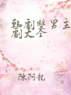 韩剧双男主电视剧大全