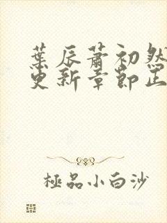 叶辰萧初然最新更新章节正版阅读