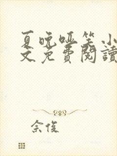 夏晚哑笑小说全文免费阅读最新章节