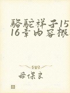 骆驼祥子15 16章内容概括