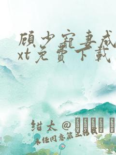 顾少宠妻成瘾txt免费下载