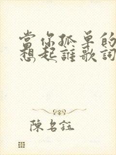 当你孤单的时候想起谁歌词