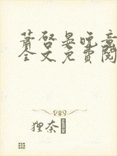 萧启晏晚意小说全文免费阅读