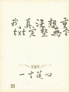 我真没想重生啊 txt完整无错版