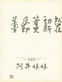 叶辰萧初然最新章节更新在线阅读