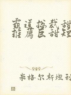 霸道总裁甜宠文推荐巨甜短篇