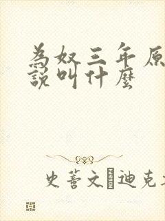 为奴三年原著小说叫什么