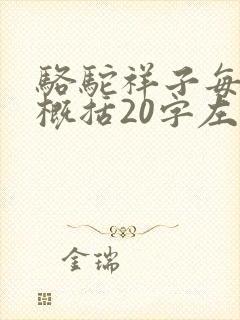 骆驼祥子每一章概括20字左右