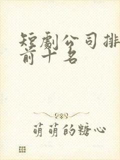 短剧公司排行榜前十名