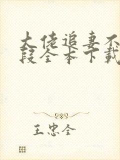 大佬追妻不择手段全本下载